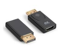 AXFEE 2pcs Adaptador DisplayPort a HDMI, 4K@30Hz Conector DP Macho a HDMI Hembra, Plug & Play, con Chapado en Oro, para PC, TV, Monitor y Proyector, Negro