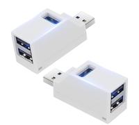 AXFEE 2PCS USB Mini Hub,USB Splitter,Concentrador Hub con 3 Puertos,Blanco | 2 USB 2.0+1 USB 3.0,divisor USB múltiple,distribuidor de datos para ordenador portátil,macbook llave,impresora,teclado,ratón
