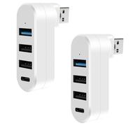 AXFEE 2PCS USB Mini Hub, USB Splitter, Concentrador Hub USB con 4 Puertos | 2x2.0+1x3.0+1xType-C, para ordenador portátil, macbook llave USB, impresora, teclado, ratón(Blanco)