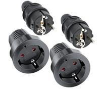 AXFEE 2x Enchufe Macho + 2x Clavija Enchufe Hembra, 250V 16A Toma de Corriente Empotrada, Enchufe de Caucho P44, Duradero y resistente a los daños, para Uso en Interiores y Exteriores, Negro