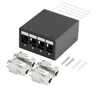 AXFEE 4 Puertos CAT7 Panel de Conexiones Conjunto,4Puerto Módulo RJ45 Keystone Jack,Velocidad de Transmisión de 10 Gbps,Pared/Escritorio,Compatible con Cables de Montaje CAT6,CAT6a,CAT7,Cables de Red