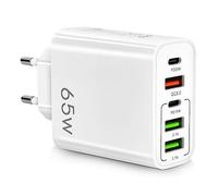 AXFEE 65W Multi AXFEE USB C Charger, 5 Puertos Multiple Cargador con USB-C y USB-A, 65W Cargador Rápido PD 3.0 Power Adapter USB Fuente de alimentación para iPhone 14 Pro Max 13
