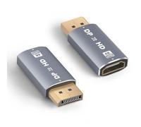 AXFEE Adaptador DisplayPort a HDMI, 4K@30Hz DP Convertidor Macho a Hdmi Hembra, Ultra Full HD, para PC, TV, Monitor y Proyector, Plug & Play, Aleacin de Aluminio, Gris(2pcs)