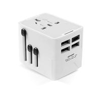 AXFEE Adaptador Enchufe De Viaje Universal, Enchufe Adaptador Internacional con 3 USB y 1Tipo C, Cargador Universal para China USA EU UK Australia Canadá 200 Países para Navidad(Blanco)