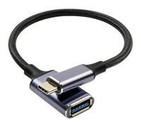 AXFEE Adaptador USB a Tipo C 3.0 Cable OTG de Aluminio Nylon 5Gbps, Adaptador USB Tipo C a USB 3.0, Cable OTG Tipo C Macho a USB Hembra, para iPhone15/16, portátiles, tablets y teléfonos (0.25M)