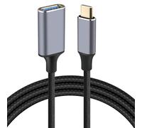 AXFEE Adaptador USB a Tipo C 3.0 Cable OTG de Aluminio Nylon 5Gbps, Adaptador USB Tipo C a USB 3.0, Cable OTG Tipo C Macho a USB Hembra, para iPhone15/16, portátiles, tablets y teléfonos (1.5M)
