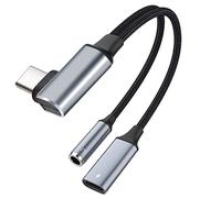 AXFEE Adaptador USB Tipo C Jack 3.5mm con DAC Chip, 2 en 1 Adaptador Auriculares 90 Grados para Samsung Galaxy S22/S21/S20 Note 20, Google Pixel 7 6 5 4 3 2/6XL 5XL 4XL 3XL 2XL, iPad, Xiaomi, Huawei