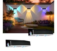 AXFEE Aplique Solar Exterior pared 2 Unidades, Resistente al Agua IP65 Focos Led Exterior Solares, Viene con 9 colores y 11 modos de iluminación para Jardine,Parede, Barandilla, Balcone, Valla(Negro)