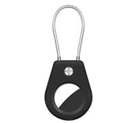 AXFEE compatible con el soporte Apple AirTag Secure, anillo de protección con cable metálico, cierre de bloqueo de aire, llavero, llavero, para llaves, equipaje y más (Negro)