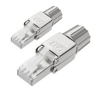 AXFEE Conector RJ45 Cat 7, 2 Piezas, Compatible con Cables Cat7 y Cat6A, Blindado, Para Cable de Red Ethernet Blindado, Plateado