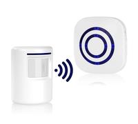 AXFEE Detector de Movimiento Interior, con 1 Receptor electrónico y 1 Detector de Sensor de Movimiento PIR 4 Niveles de Volumen, con 38 melodías Alarma de Seguridad, para caravanas, Casas, garajes