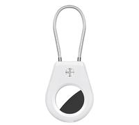 AXFEE Funda para AirTag con Cable Fino Metálico, Protector Secure Holder Impermeable Compatible con A-pple, Resistente a los Arañazos, Versión Hueca, Blanco