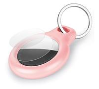 AXFEE Funda para AirTag, Llaveros AirTag Funda Protectora con 2 piezas de Película Protectora, Llavero Portátil Impermeable, Localizador para Llaves, Mascotas y Mochilas (Rosa Claro)