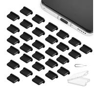 AXFEE Fundas de Silicona para Tapón Antipolvo，Cubiertas de Polvo Tipo C, 30 Piezas Tapón Anti-Polvo，Tapa Antipolvo Compatible con Google Samsung y iPhone etc Dispositivos（Contiene Pin de Tarjeta）