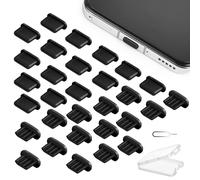 AXFEE Fundas de Silicona para Tapón Antipolvo，Cubiertas de Polvo Tipo C, 30 Piezas Tapón Anti-Polvo，Tapa Antipolvo Compatible con Google Samsung y iPhone etc Dispositivos（Contiene Pin de Tarjeta）