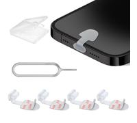 AXFEE Fundas de Silicona para Tapón Antipolvo,Cubiertas de Polvo Tipo C,4 PCS Tapón Anti-Polvo,con Pin de Tarjeta,Tapa Antipolvo Compatible con Google Samsung y iPhone etc Dispositivos(Transparente)
