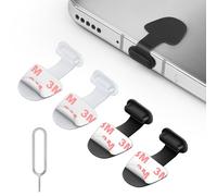 AXFEE Fundas de Silicona para Tapón Antipolvo,Cubiertas de Polvo Tipo C,4 PCS Tapón Anti-Polvo,con Pin de Tarjeta,Tapa Antipolvo Compatible con Samsung y iPhone etc Dispositivos（Negro+Transparente）