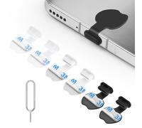 AXFEE Fundas de Silicona para Tapón Antipolvo,Cubiertas de Polvo Tipo C,4PCS Tapón Anti-Polvo,con Pin de Tarjeta,Tapa Antipolvo Compatible con Google Samsung y iPhone etc（Negro+Blanco+Transparente）
