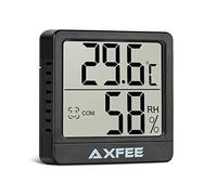AXFEE Higrometro Digital Termometro, 1 Pieza Mini Termómetro Interior del Higrómetro, Pantalla LED con Logo de Confort Interior Termometro Ambiental, paraOficina, Jardín, Habitación de Bebé(Negro)