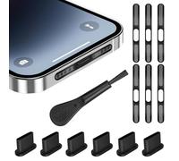 AXFEE Juego 13 Tapones Antipolvo USB C y Cubierta, 6 Fundas de Silicona para Tapón Antipolvo, 6 Adhesivo para La Red de Altavoces del Teléfono Móvil, con 1 Cepillo Limpieza, para iPhone 16/15 Serie