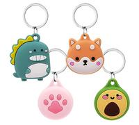 AXFEE Llavero para AirTag Silicona, 4PCS Llaveros AirTag Funda Protectora, Llavero Portátil Impermeable, Localizador para Llaves, Mascotas y Mochilas, Regalo para Niños, Ancianos