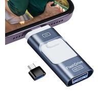 AXFEE Pendrive de Alta Velocidad 3.0 de 128 GB, 4 en 1 Memoria Externa Flash Drive with L-ightning and Type C connectors, Almacenamiento Datos Imágenes y Películas Pare Phone,Laptop,Chromebook