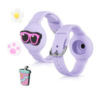 AXFEE Pulsera Compatible con Air tag,1PC Pulsera de Silicona para Niños,con 4 Patrone DIY,Funda Protectora Ajustable Antipérdida,Impermeable Pulsera para Niños Mayores para Air-tag GPS Tracker,Púrpura
