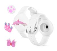 AXFEE Pulsera Compatible con Air Tag,1PC Pulsera de Silicona para Niños,con 4 Patrone DIY,Funda Protectora Ajustable Antipérdida,Impermeable Pulsera para Niños Mayore para Air-Tag GPS Tracker,Blanco