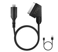 AXFEE SCART a HDMI Convertidor,Apoyo 720/1080P, con Cable de Alimentación,Plug & Play,Adaptador Audio y Vídeo, para HDTV, DVD BLU-Ray, VCR, Proyector,VHS, N64, SNES, Sky, Decodificador, PS2