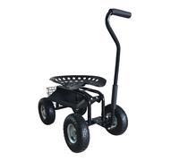 AXI AG22 asiento de jardin con ruedas en negro | Taburete de jardinero con caja de almacenamiento | Carro de jardineria metalico con carga max. 150 kg