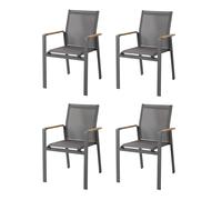 AXI Alva 4 Sillas de Jardin, antracita | Para Mesas de exterior de aluminio o Madera de Teca, con asiento y Respaldo de Lona | Resistentes a la intemperie: Soportan Hasta 120 kg