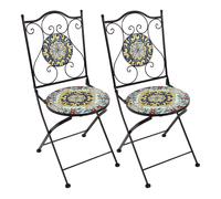 AXI Amelie 2 sillas de bistro, plegables, mosaico, Clasicas Multicolor | asientos de estilo bistro, sillas de jardin para exteriores/balcon/terraza - 38,5 x 45 x 90 cm