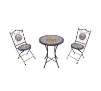 AXI Amelie Mesa y sillas Terraza, 2 Sillas 1 Mesa, Conjunto Mesa y Sillas Jardin Mosaico azul/amarillo - Conjunto Mesa y Sillas Terraza, Mesa y Sillas exterior Mosaico para Jardin/Balcon/Terraza