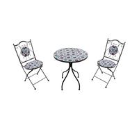 AXI Amelie Mesa y sillas Terraza, 2 Sillas 1 Mesa, Conjunto Mesa y Sillas Jardin Mosaico azul intenso - Conjunto Mesa y Sillas Terraza, Mesa y Sillas exterior Mosaico para Jardin/Balcon/Terraza