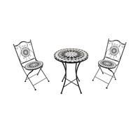 AXI Amelie Mesa y sillas Terraza, 2 Sillas 1 Mesa, Conjunto Mesa y Sillas Jardin Mosaico negro/Blanco - Conjunto Mesa y Sillas Terraza, Mesa y Sillas exterior Mosaico para Jardin/Balcon/Terraza