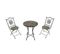 AXI Amelie Mesa y sillas Terraza, 2 Sillas 1 Mesa, Conjunto Mesa y Sillas Jardin Mosaico Yellow Breeze - Conjunto Mesa y Sillas Terraza, Mesa y Sillas exterior Mosaico para Jardin/Balcon/Terraza