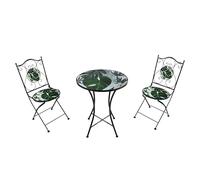 AXI AmLie Mesa y sillas Terraza, 2 Sillas 1 Mesa, Conjunto Mesa y Sillas Jardin Mosaico Verde Tropical - Conjunto Mesa y Sillas Terraza, Mesa y Sillas Exterior Mosaico para Jardin/Balcon/Terraza-