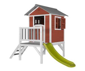 AXI Beach Lodge XL Casa infantil de Madera FSC con Tobogan Verde | Casita de Juegos para ninos de Jardin / exterior | Parque infantil en Rojo
