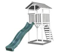 AXI Beach Tower Parque infantil con Tobogan en verde y cajon de arena | Casa grande para ninos al aire libre en gris y blanco | Casa de juegos de madera FSC