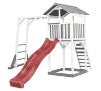 AXI Beach Tower Parque infantil with Slide in Red, Climbing Frame & Sandpit | Casa grande para ninos al aire libre en gris y blanco | Casa de juegos de madera FSC