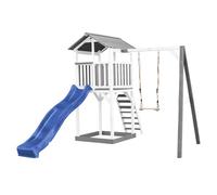 AXI Beach Tower - Torre de juegos de madera en blanco y gris | Casa de juegos para ninos con Tobogan azul
