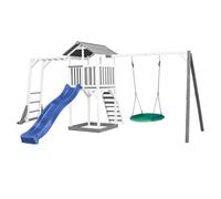 AXI Beach Tower torre de juegos de madera en blanco y gris | Casa de juegos para ninos con Tobogan azul