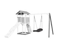 AXI Beach Tower torre de juegos de madera en blanco y gris | Casa de juegos para ninos con Tobogan blanco