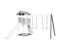 AXI Beach Tower torre de juegos de madera en blanco y gris | Casa de juegos para ninos con Tobogan blanco