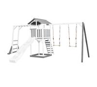 AXI Beach Tower torre de juegos de madera en blanco y gris | Casa de juegos para ninos con Tobogan blanco