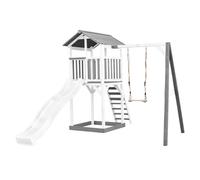 AXI Beach Tower torre de juegos de madera en blanco y gris | Casa de juegos para ninos con Tobogan blanco
