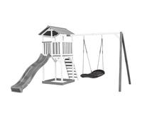 AXI Beach Tower torre de juegos de madera en blanco y gris | Casa de juegos para ninos con Tobogan gris