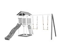 AXI Beach Tower torre de juegos de madera en blanco y gris | Casa de juegos para ninos con Tobogan gris