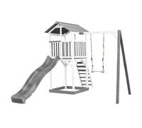 AXI Beach Tower torre de juegos de madera en blanco y gris | Casa de juegos para ninos con Tobogan gris