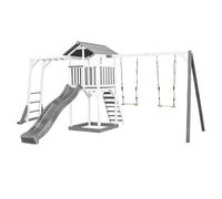 AXI Beach Tower torre de juegos de madera en blanco y gris | Casa de juegos para ninos con Tobogan gris
